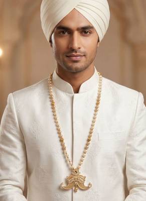   pearl beads dulha groom sherwani mala for   for wedding | layered mala | perfect for groom 5