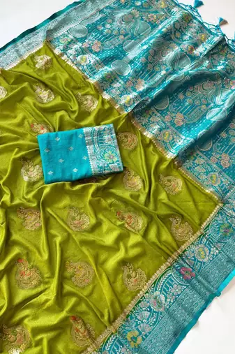 Parrot Green Color Georgette Saree With Blouse