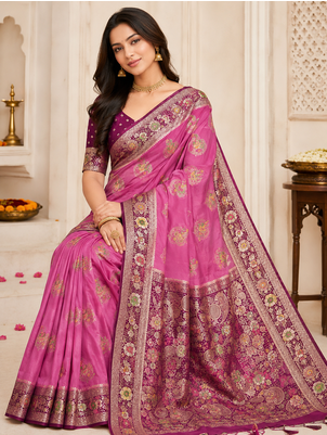 Pink Color Georgette Saree With Blouse 1