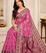 Pink Color Georgette Saree With Blouse