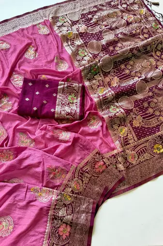 Pink Color Georgette Saree With Blouse