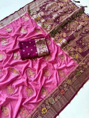 Pink Color Georgette Saree With Blouse 4