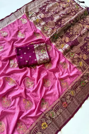 Pink Color Georgette Saree With Blouse