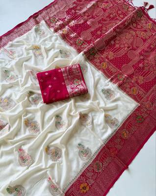 White Color Georgette Saree With Blouse 2