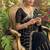 Black Color  embroidery And sequence work Satin Saree