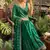Emerald Color  embroidery And sequence work Satin Saree
