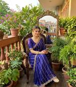 Purple Color  embroidery And sequence work Satin Saree