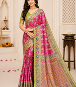 Pink Silk Blend Saree with Blouse