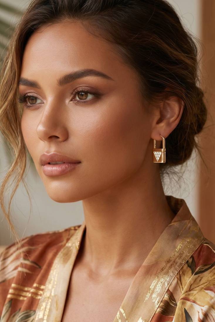 Rose Plated Trendy Bali Huggie Earrings For Wo  And Girls