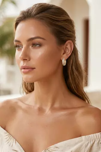 Rose Plated Trendy Bali Huggie Earrings For Wo  And Girls