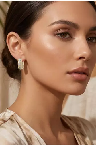 Rose Plated Trendy Bali Huggie Earrings For Wo  And Girls