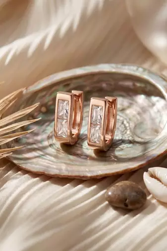 Rose Plated Trendy Bali Huggie Earrings For Wo  And Girls