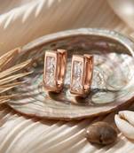 Rose Plated Trendy Bali Huggie Earrings For Wo  And Girls