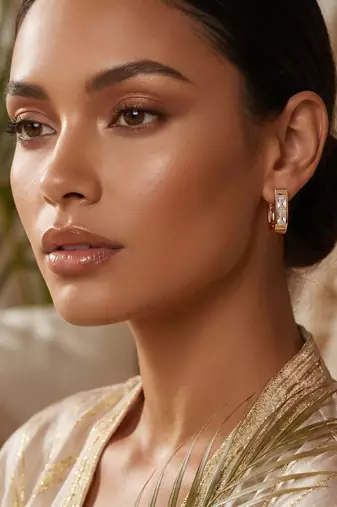 Rose Plated Trendy Bali Huggie Earrings For Wo  And Girls