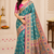 Teal Pashmina Printing Silk Blend Saree With Blouse