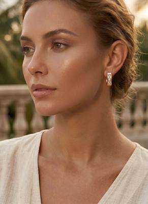 Rose Plated Trendy Bali Huggie Earrings For Wo  And Girls 4