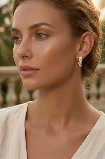 Rose Plated Trendy Bali Huggie Earrings For Wo  And Girls