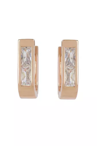 Rose Plated Trendy Bali Huggie Earrings For Wo  And Girls