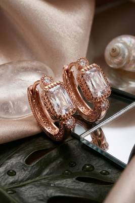 Rose Plated Trendy Bali Huggie Earrings For Wo  And Girls 1