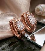 Rose Plated Trendy Bali Huggie Earrings For Wo  And Girls