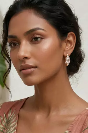 Rose Plated Trendy Bali Huggie Earrings For Wo  And Girls