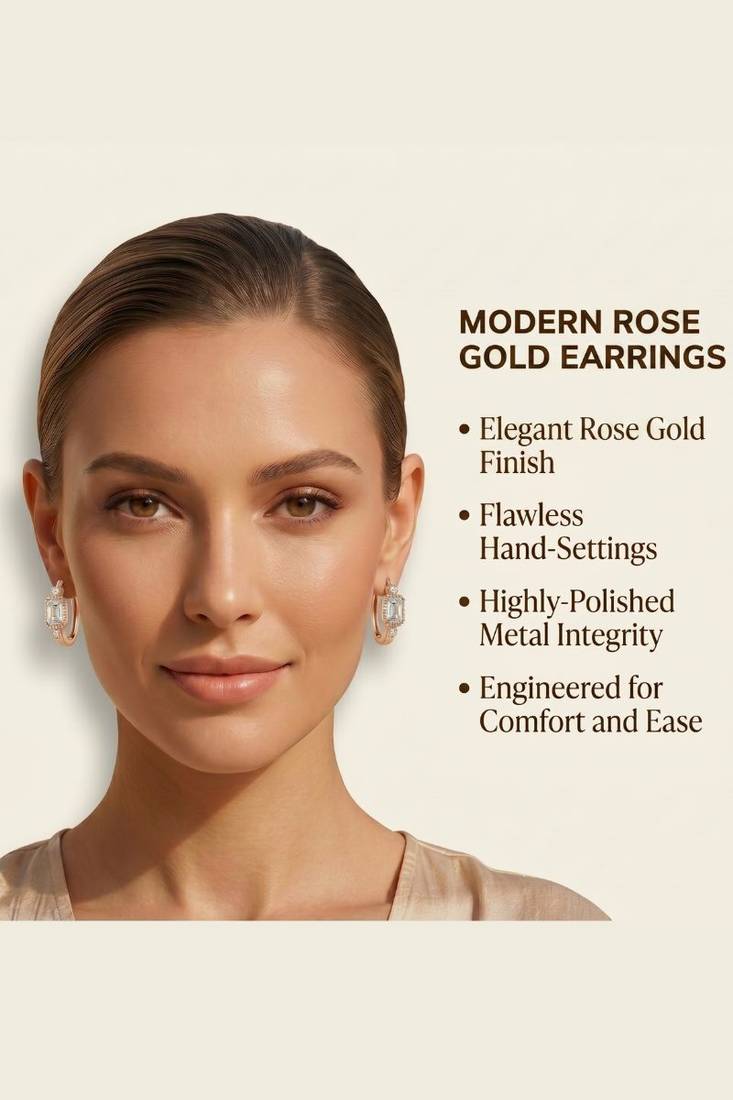 Rose Plated Trendy Bali Huggie Earrings For Wo  And Girls