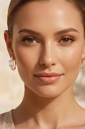 Rose Plated Trendy Bali Huggie Earrings For Wo  And Girls