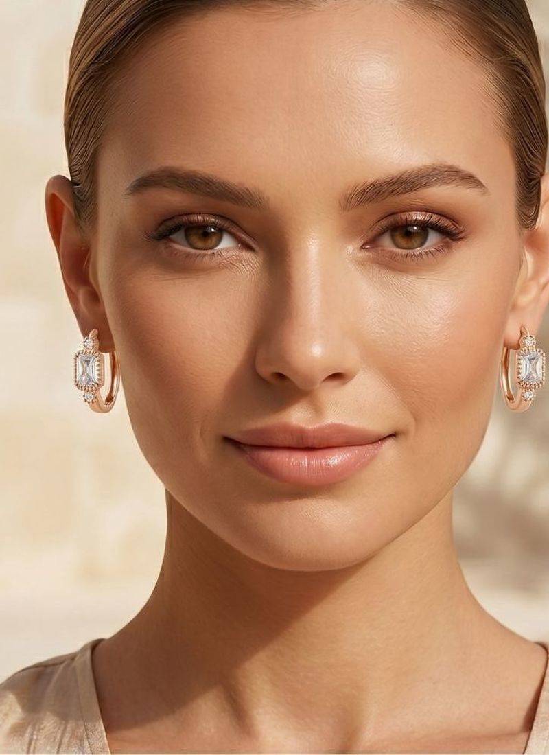 Rose Plated Trendy Bali Huggie Earrings For Wo  And Girls