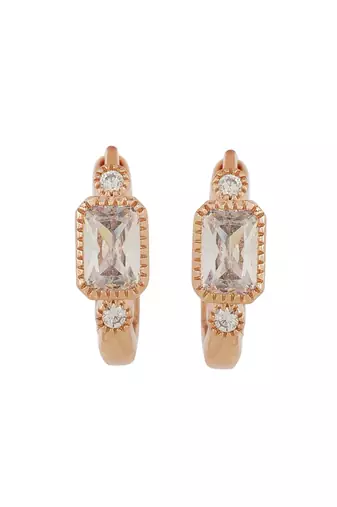 Rose Plated Trendy Bali Huggie Earrings For Wo  And Girls