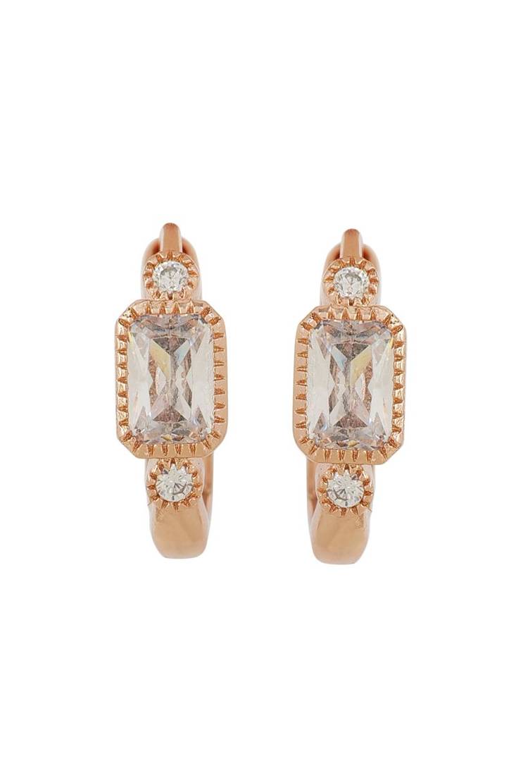 Rose Plated Trendy Bali Huggie Earrings For Wo  And Girls