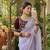 Lavender Color embroidery And sequence Work  chiffon Saree