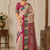 Cream-Rani Pink Color Silk Blend Saree With Blouse