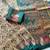 Cream-Teal Silk Blend Saree with Blouse