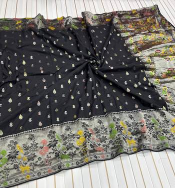 Black Color Georgette Saree With Blouse 1