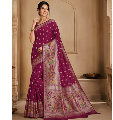 Magenta Color Georgette Saree With Blouse 1