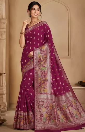 Magenta Color Georgette Saree With Blouse