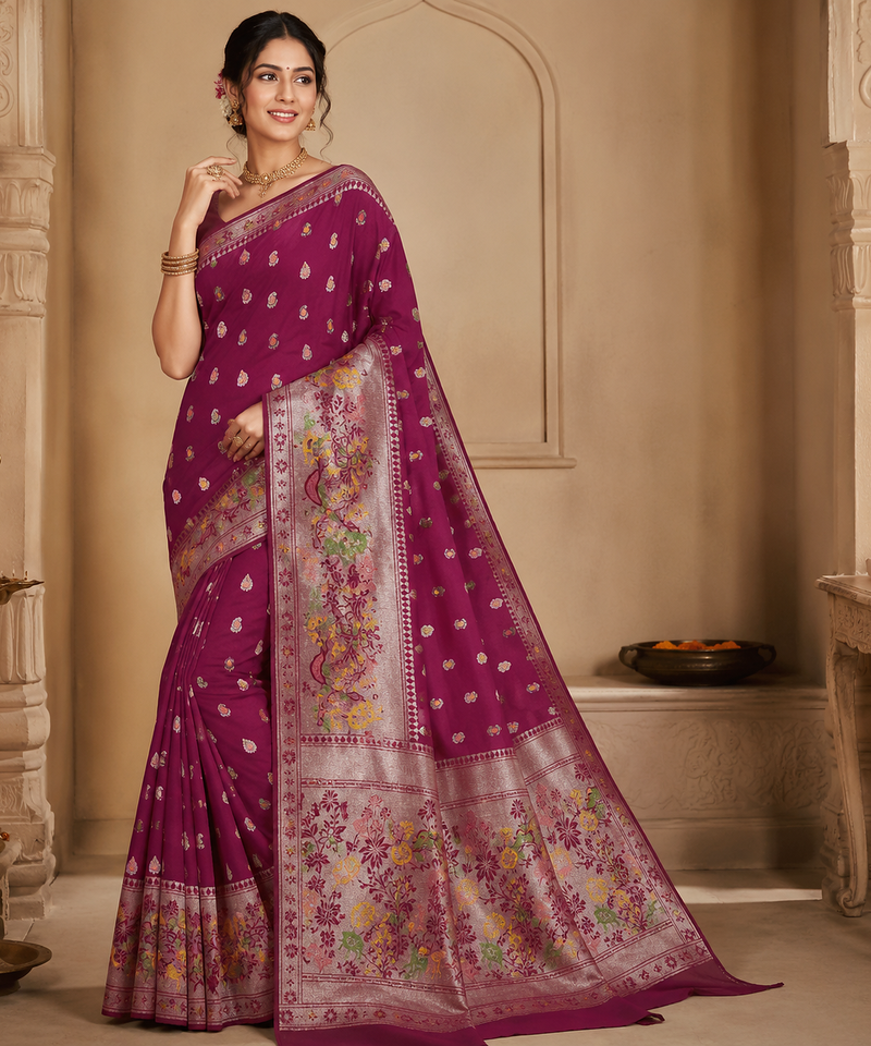 Magenta Color Georgette Saree With Blouse