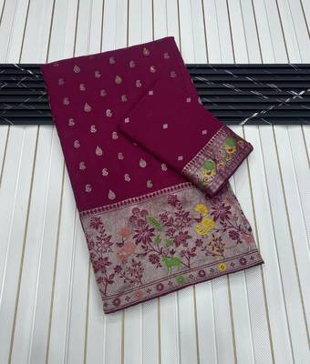 Magenta Color Georgette Saree With Blouse 3