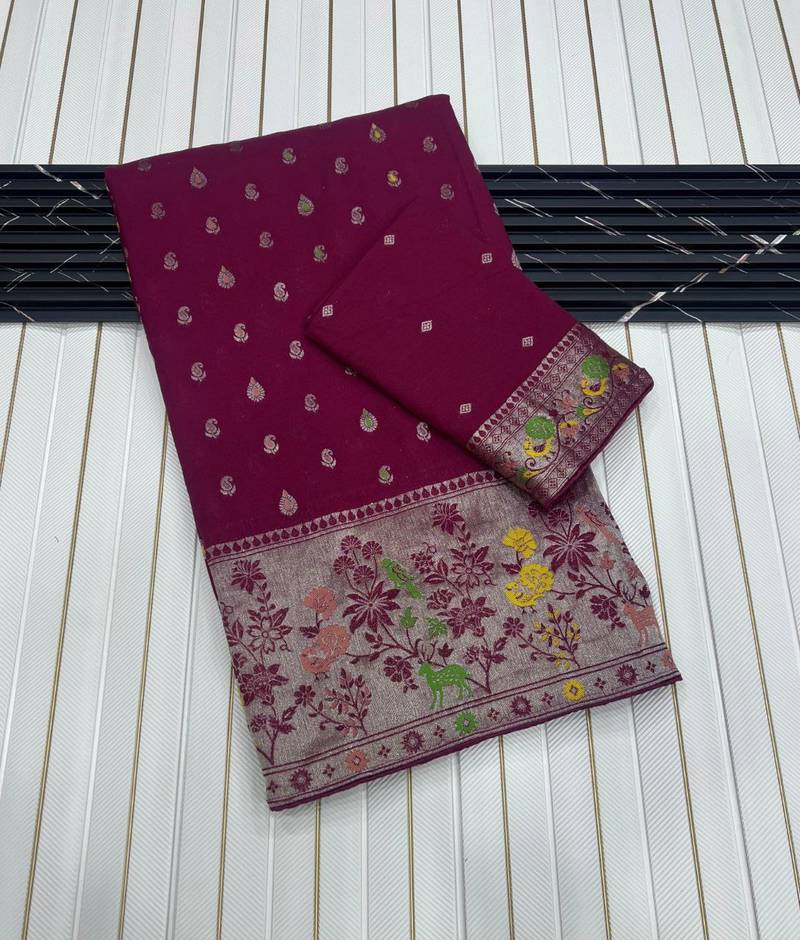 Magenta Color Georgette Saree With Blouse