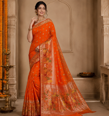 Orange Color georgettete Saree With Blouse 1
