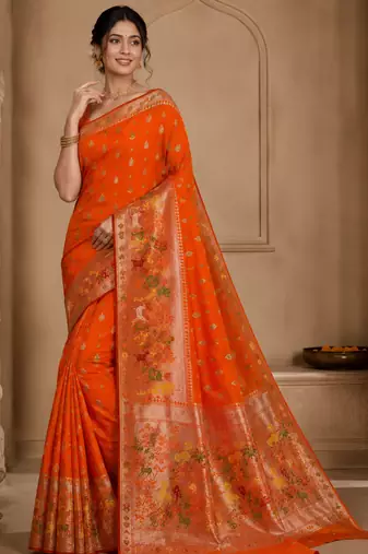 Orange Color Georgette Saree With Blouse