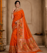 Orange Color Georgette Saree With Blouse