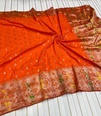 Orange Color georgettete Saree With Blouse 2