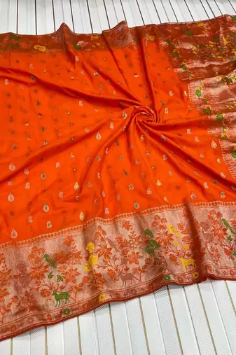 Orange Color Georgette Saree With Blouse