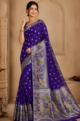 Purple Banarasi Khaddi Crepe Georgette Saree with Blouse