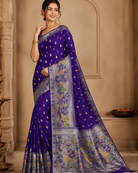 Purple Banarasi Khaddi Crepe Georgette Saree with Blouse