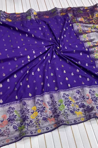 Purple Banarasi Khaddi Crepe Georgette Saree with Blouse