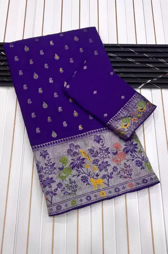 Purple Banarasi Khaddi Crepe Georgette Saree with Blouse