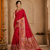 Red Color Meenakari Resham Zari Weaving Buttis Design Banarasi Khaddi Crepe Georgette Saree