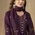 Wine embroidered roman silk straight kurti pant dupatta set